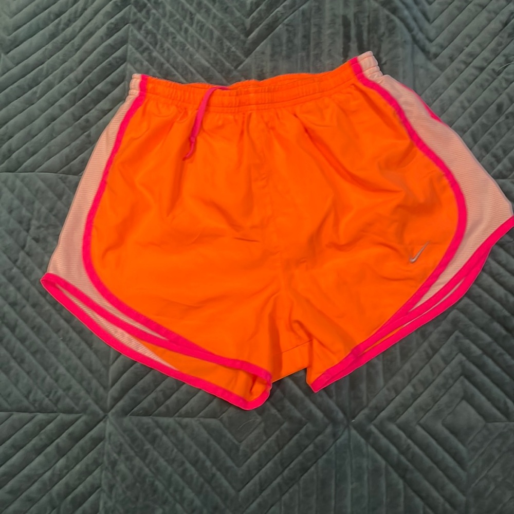 Orange and pink workout shorts